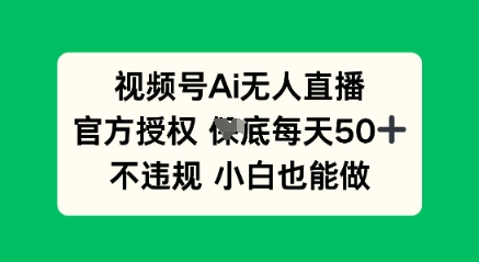 视频号AI无人直播，官方授权  每天50+，不违规 小白也能做-馬上搞钱