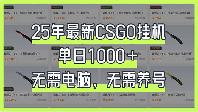 （14178期）25年最新CSGO挂机系统，单日1000+，无需电脑，无需养号，0基础可上手-馬上搞钱