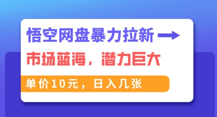 悟空网盘暴力拉新：一单10元，市场空白，日入几张-馬上搞钱