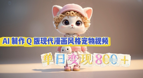 AI制作Q版现代漫画风格宠物视频，单日变现几张-馬上搞钱