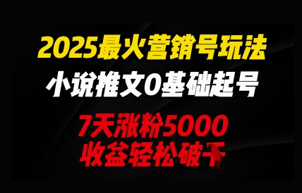 2025最火营销号玩法：小说推文0基础起号，7天涨粉5000，收益轻松破k-馬上搞钱