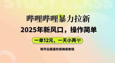 哔哩哔哩暴力拉新：2025年新风口，一单12元，一天数张(附开白渠道和保姆级教程)-馬上搞钱