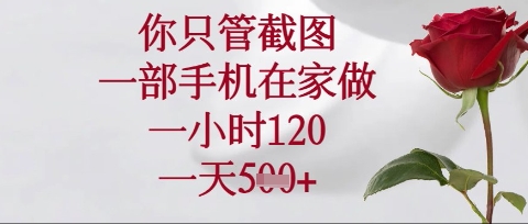 你只管截图，一部手机在家操作，一小时120.一天5张【揭秘】-馬上搞钱