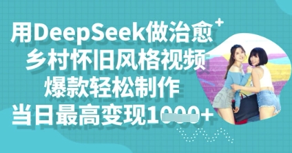 用DeepSeek做治愈乡村怀旧风格视频，爆款轻松制作，当日最高变现多张-馬上搞钱